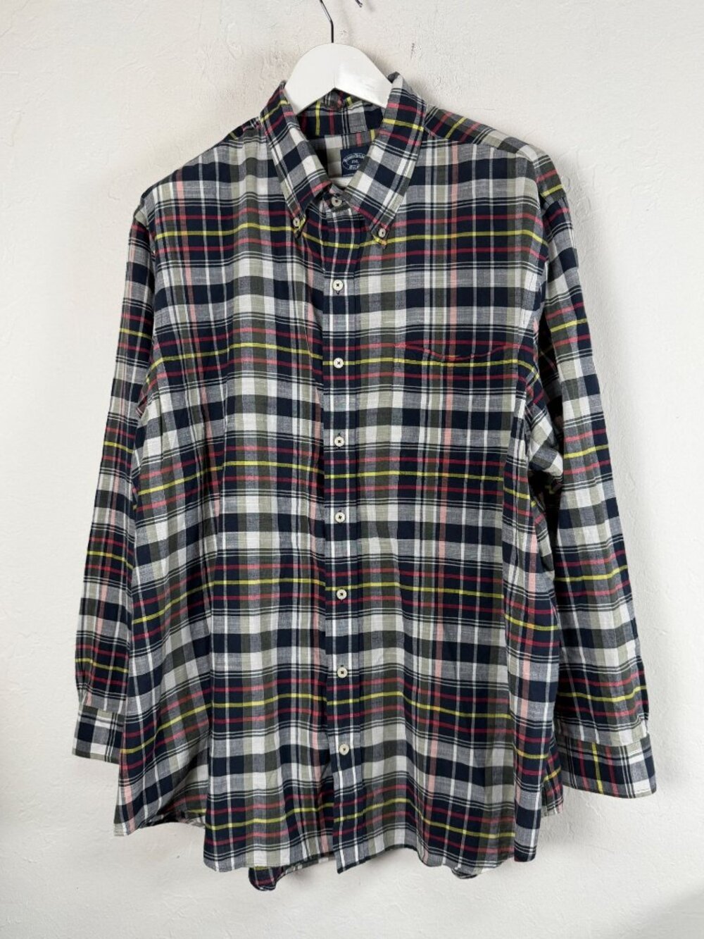 Brooks Brothers Original Polo Shirt Mens 2XL Multicolor Plaid Button Down Cotton